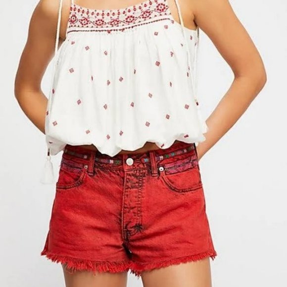 Free People Pants - Free People Embellished High-Rise Jean Shorts